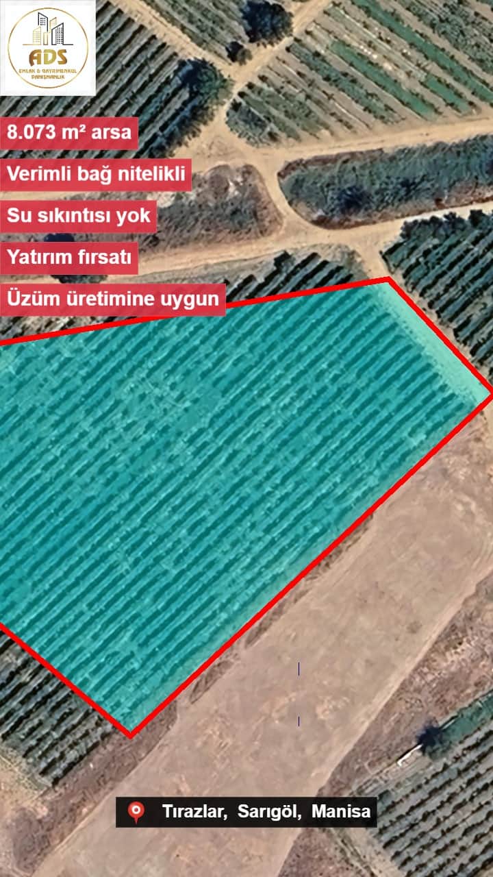 TRAZLAR MAHALLESİNDE SATILIK 8 DÖNÜM BAĞ - Sarıgöl Tırazlar | ADS Emlak