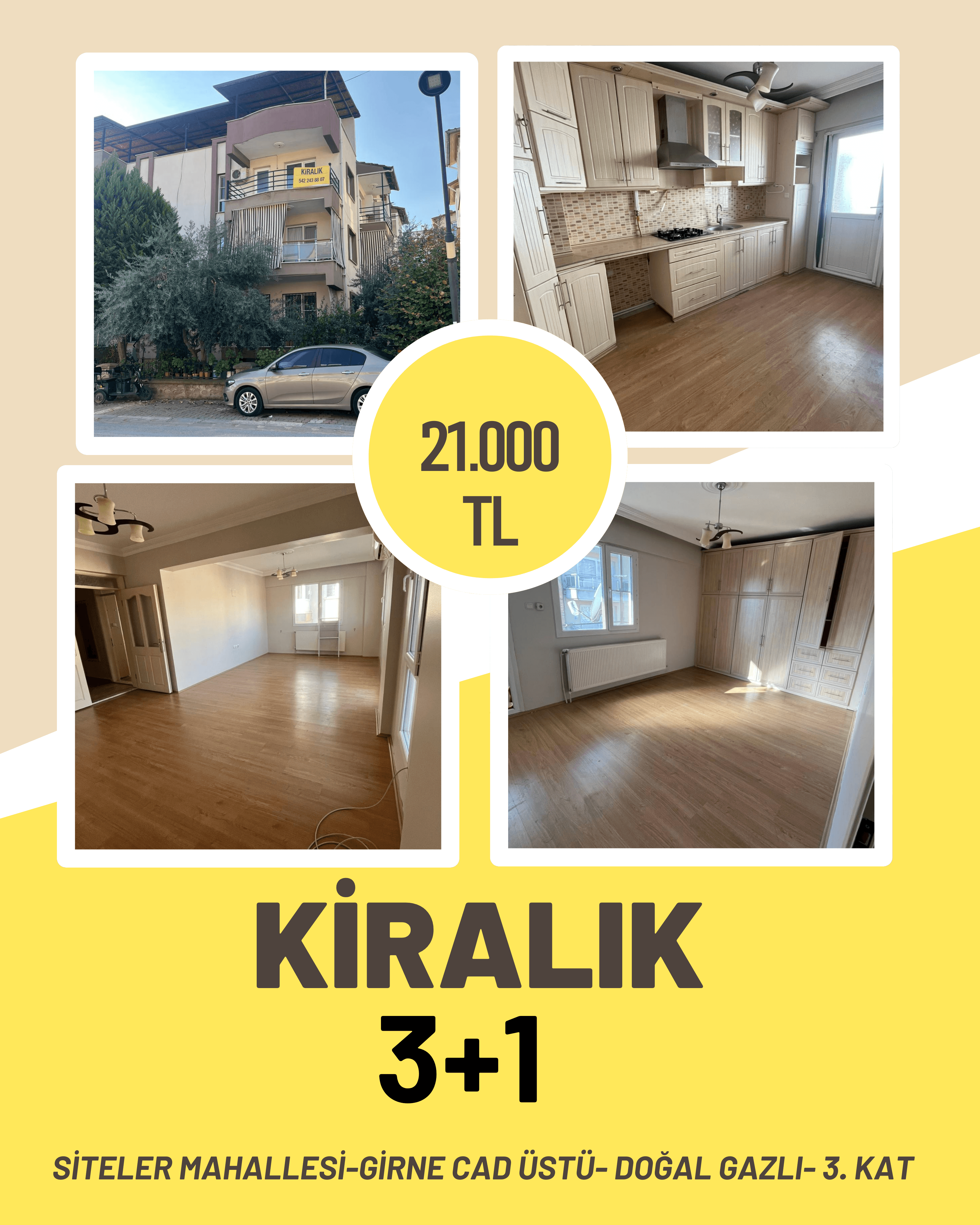 SİTELER MAHALLESİ 3+1 DOĞALGAZLI KİRALIK DAİRE - Görsel 40